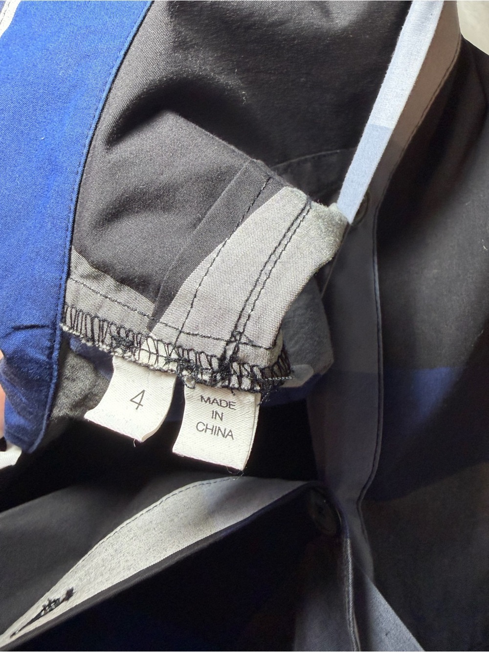 Derek Lam Blue, Black & Gray Striped Shirt‎ - Picture 6 of 8